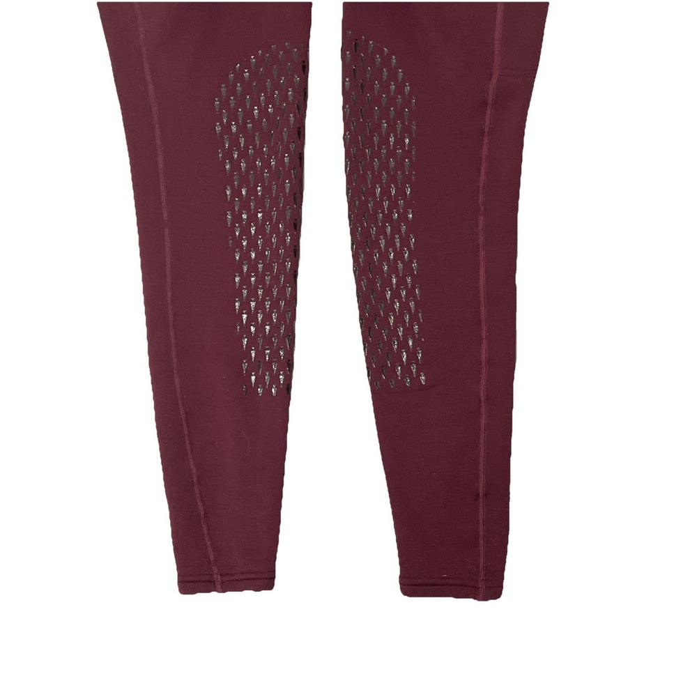 Kerrits Wine Power Stretch Fleece Knee Patch Pocket Riding Tights (M) MSRP $139 - Picture 8 of 10